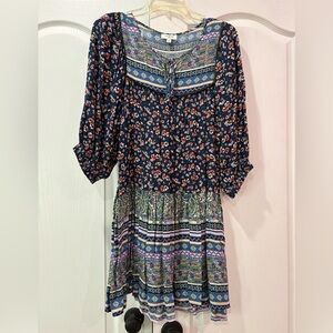 Umgee Navy Floral & Paisley Midi Dress